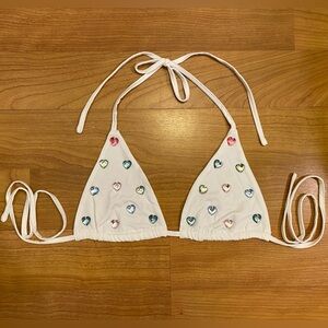Pastel Heart Gem Detail Festival Bra Top